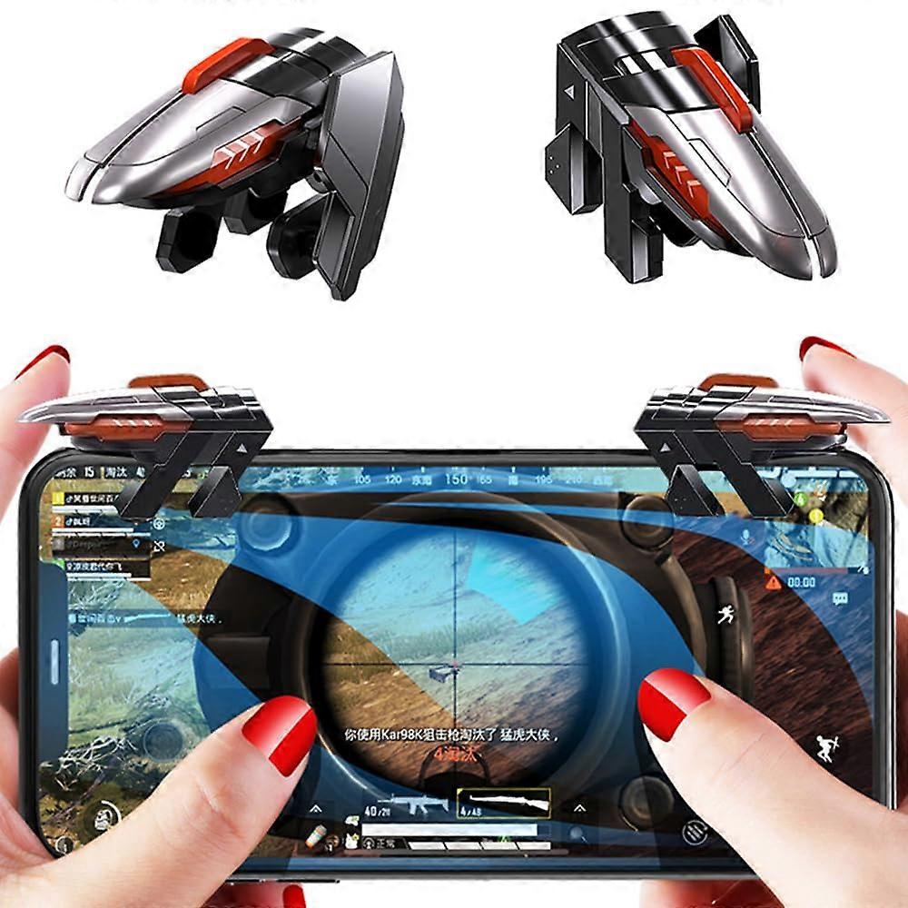 BG Mobile Game Triggers, 4 Triggers [6 Finger Operation] High Sensitive Shoot Aim Gaming Controller Gamepad Grip Joysticks Buttons