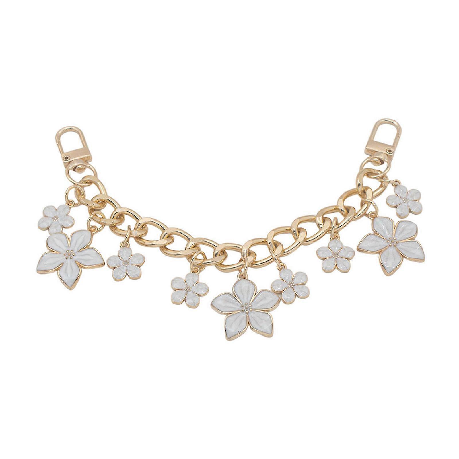 Decorative Bag Chains with Flower Charm Practical Alloy Chain Replacementfor Purse Handbag Wallet Crossbody Shoulder Bag