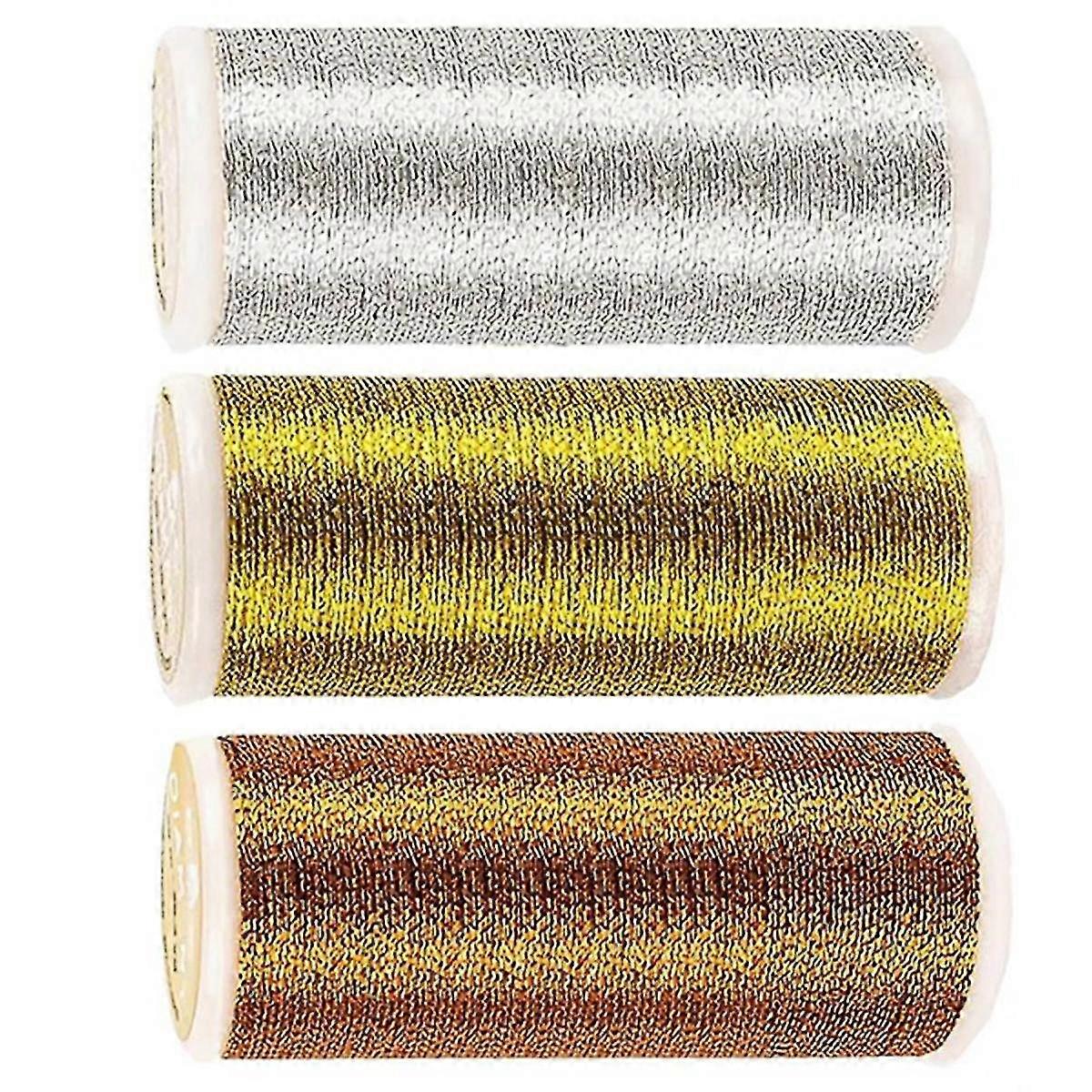 Metallic embroidery thread, diamant set,sewing threads, gold silver copper bundle. 38.2 yard. glitte