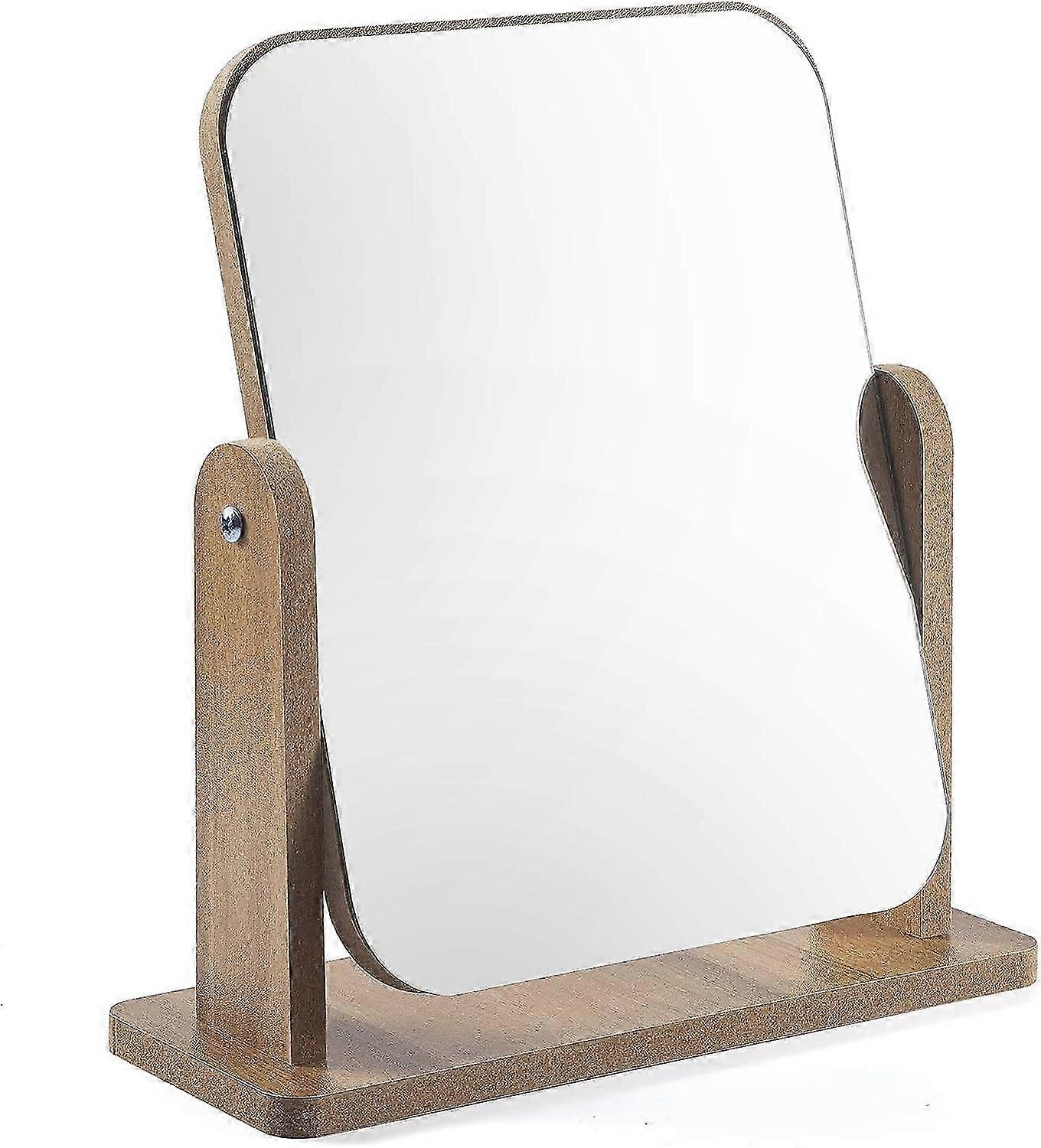 360-Degree Swivel Dressing Table Mirror with Wood Frame and Makeup Vanity