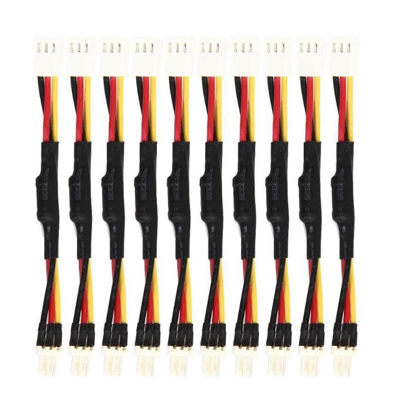 3-Pin PC Fan Speed Noise Reduction Resistor Cable 10PCS Male to Female Connector for Computer Cooling Systems