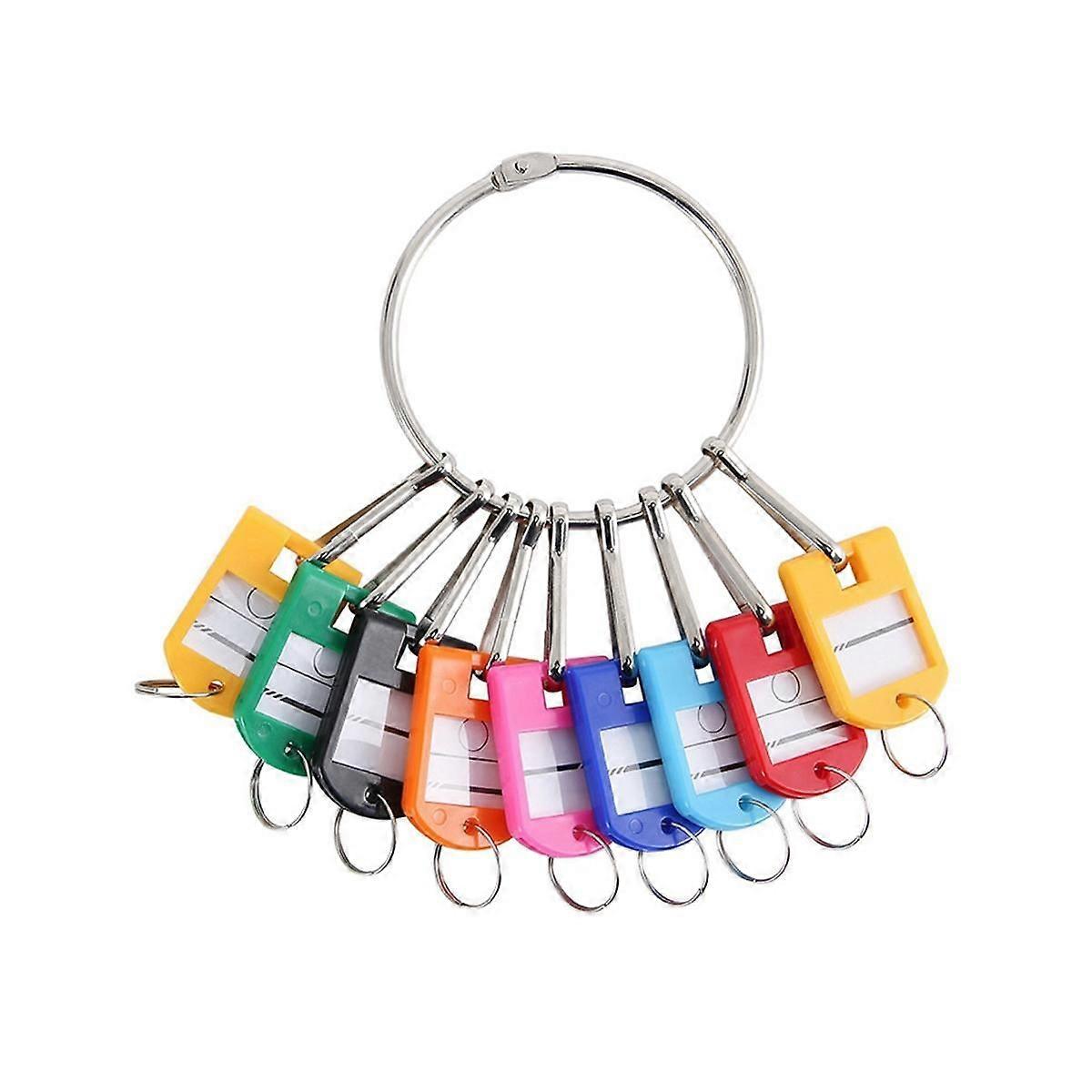 Portable Metal Ring Key Organizer with 10 Spring Hooks & Key Tags with Ring and Label Window