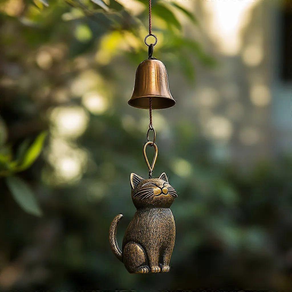 Cat Wind Chime 2025 Νέο μοναδικό Cat Garden Decor Outdoor Cat Statue Wind Chimes for Cat Lovers Hanging Memorial Ornaments Windchimes Bell Outside Yard