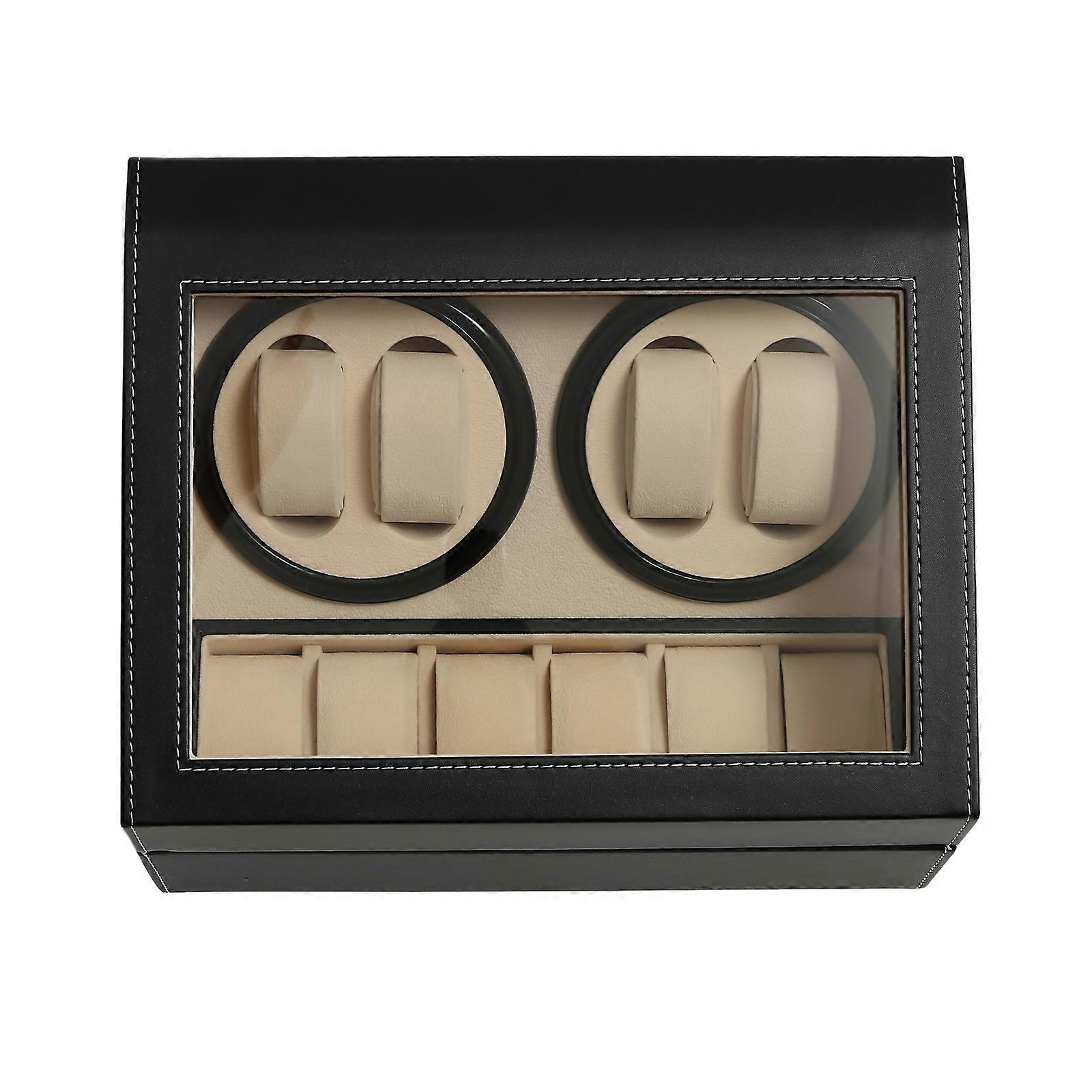 4+6 Automatic Watch Winder Rotating Watch Storage Box with Pillows 100-240V