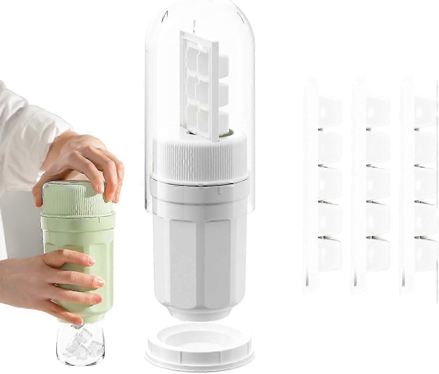 Ice Cube Tray with Dispenser, Rotate to Release Silicone Ice Maker Kit for Freezer | 10 Slots Small Ice Cube Trays for Whiskey Beer Cocktail