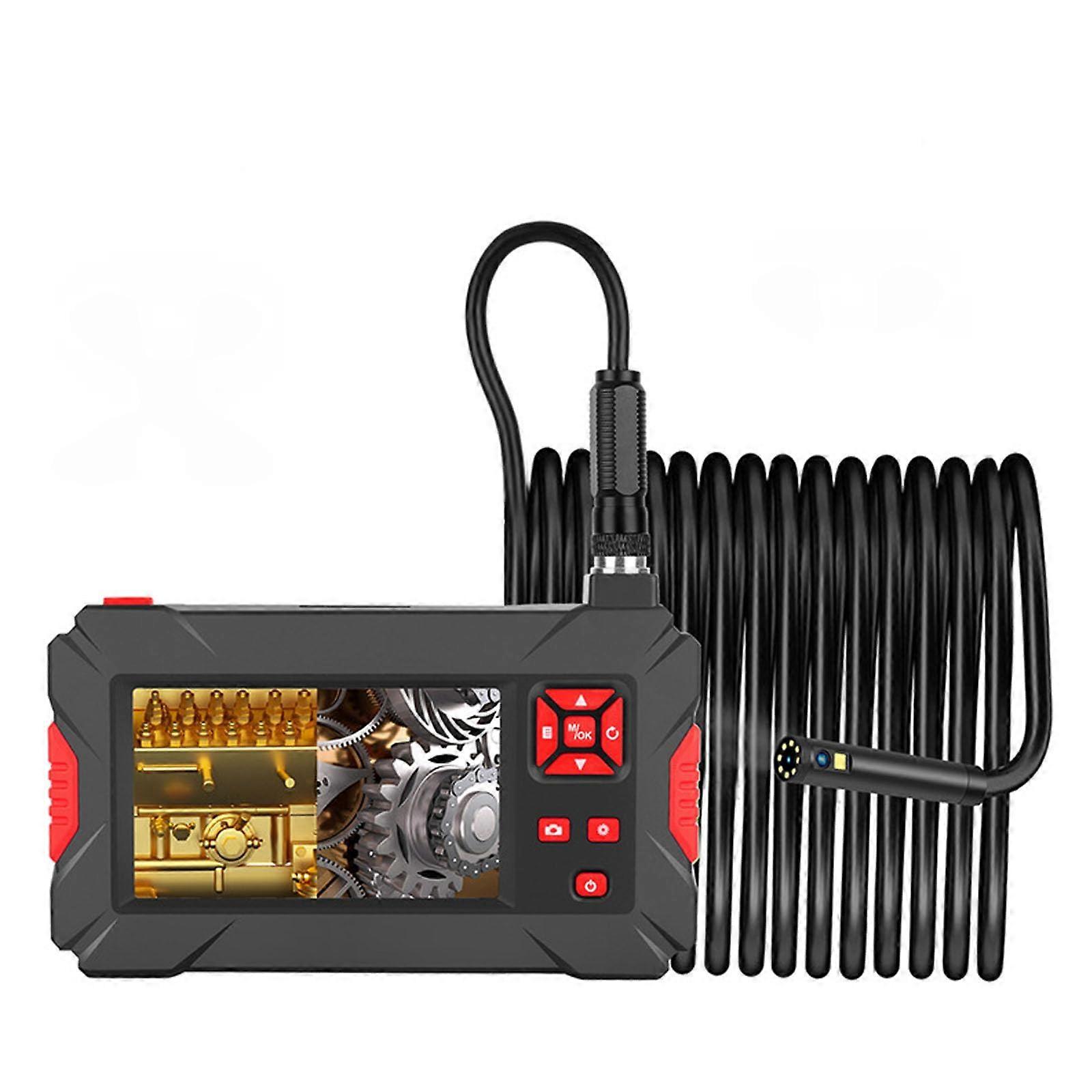 Dual Lens Sewer Camera Endoscope 4.3" with 10m Cable, 5.5mm Diameter, 6+1 Adjustable Lights for Pipe and Engine Inspection