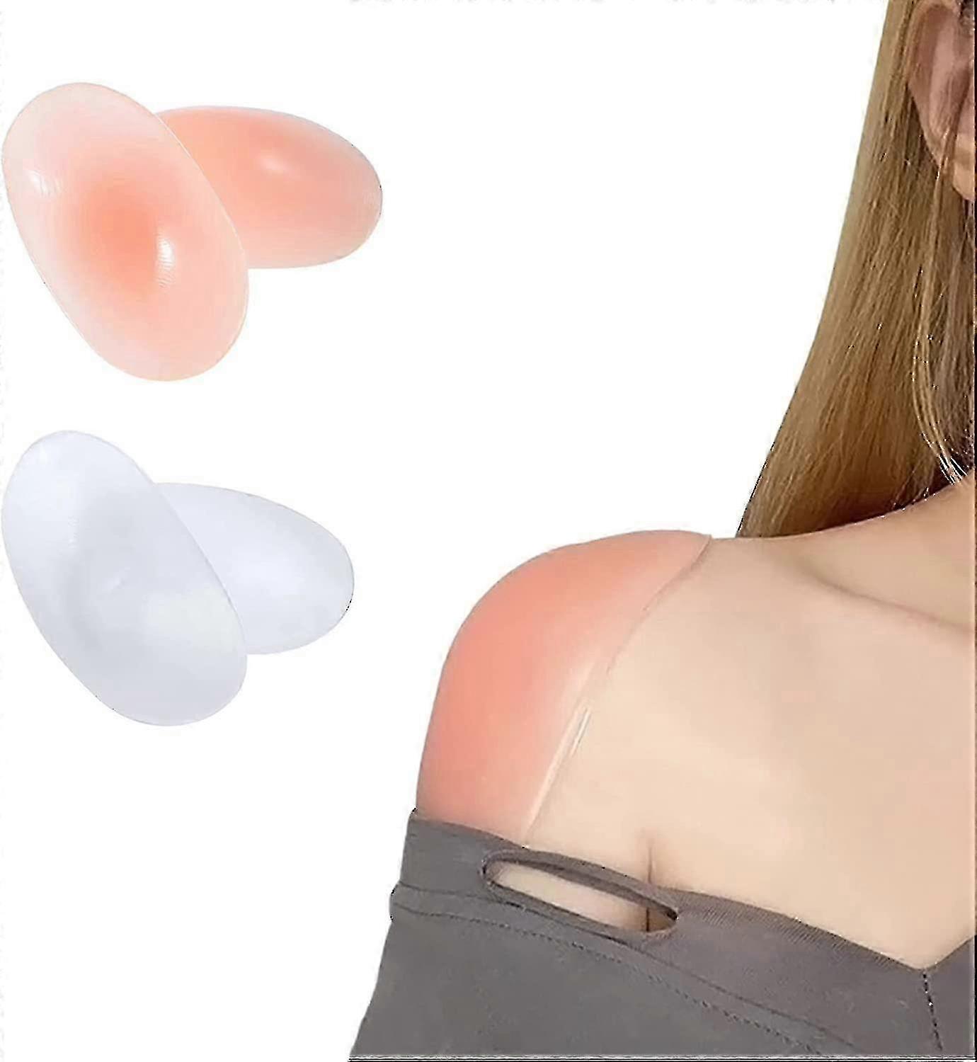Invisible Breathable Shoulder Straps with Anti-Slip Push-Up Pads - 2 Pair Reusable Shoulder Enhancer