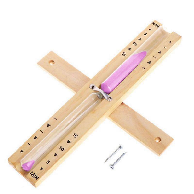 Wall-Mounted Wooden Hourglass Sand Timer 15 Minutes Pink Sand