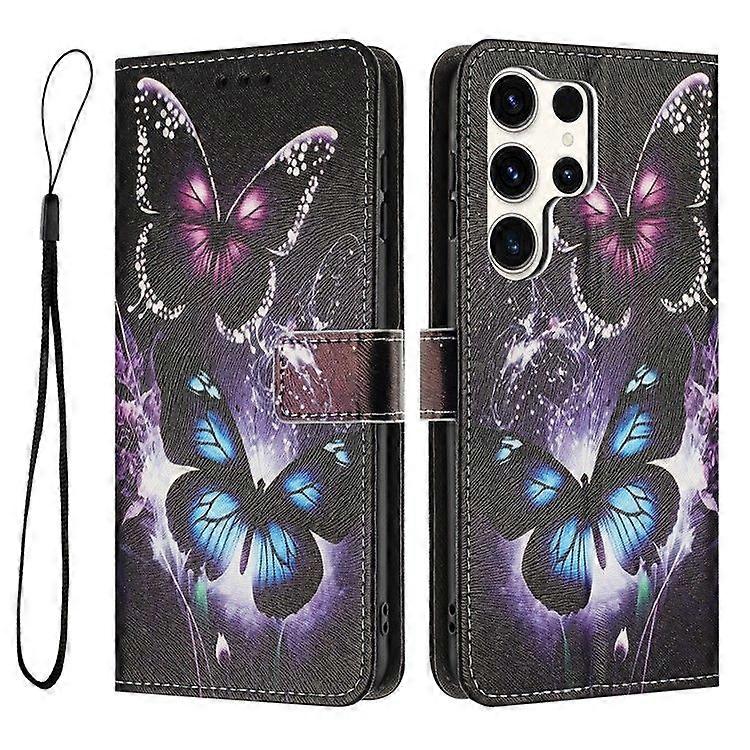 For Samsung Galaxy S24 Ultra Case Pattern Printing PU Leather Wallet Phone Cover with Lanyard