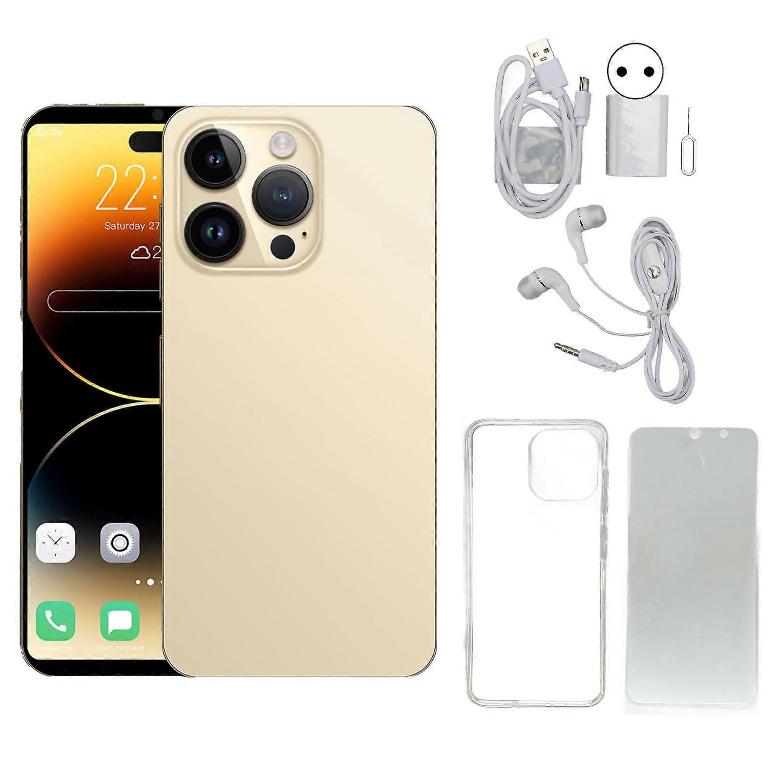 6.1in Cellphone for Android 11 MT6889 Ten Core 7000mah 1440x3040 8MP Front 16MP Rear Camera 4GB RAM 64GB ROM100‑ Golden