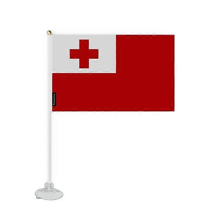 Flag - Tonga - Mini Suction Cup Flag - 14 x 21 cm - Polyester - Double-Sided Print