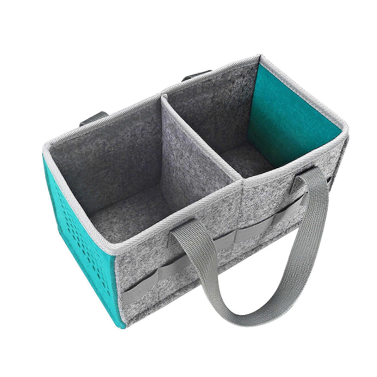 Audio Storage Bag Portable Carrying Bags Felt Cloth Carrier Speaker Foldable with Partition Dust-proof Outdoor Case  Blue