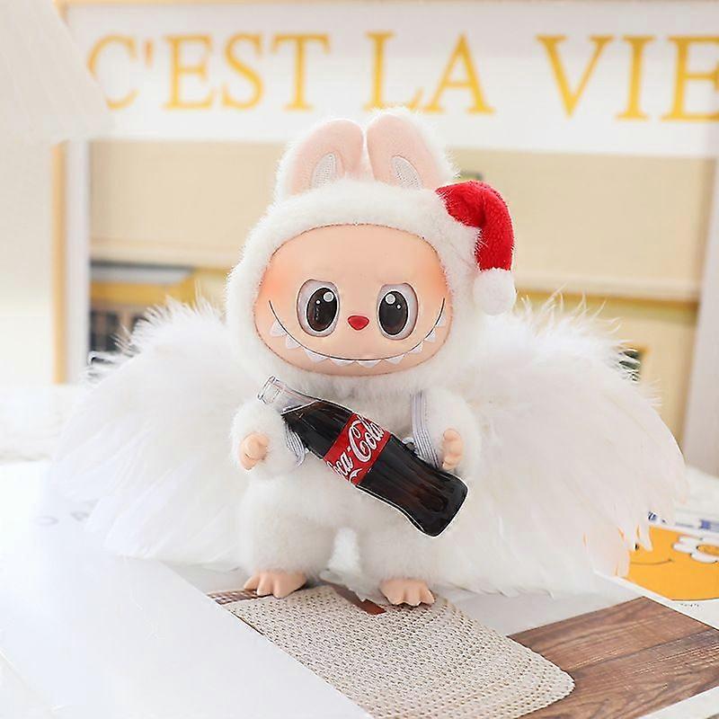 Apply Clothes Only  Cloth Coca-Cola Series Labubu First, Second And Third Generation Universal White And Black Angel Feather Wings