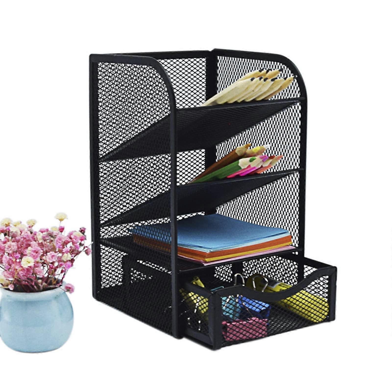 Mesh Desk Organizer, Multi-Functional Pen Holder, Desktop Stationery Organizer, For School And Office Use, Art Supplies