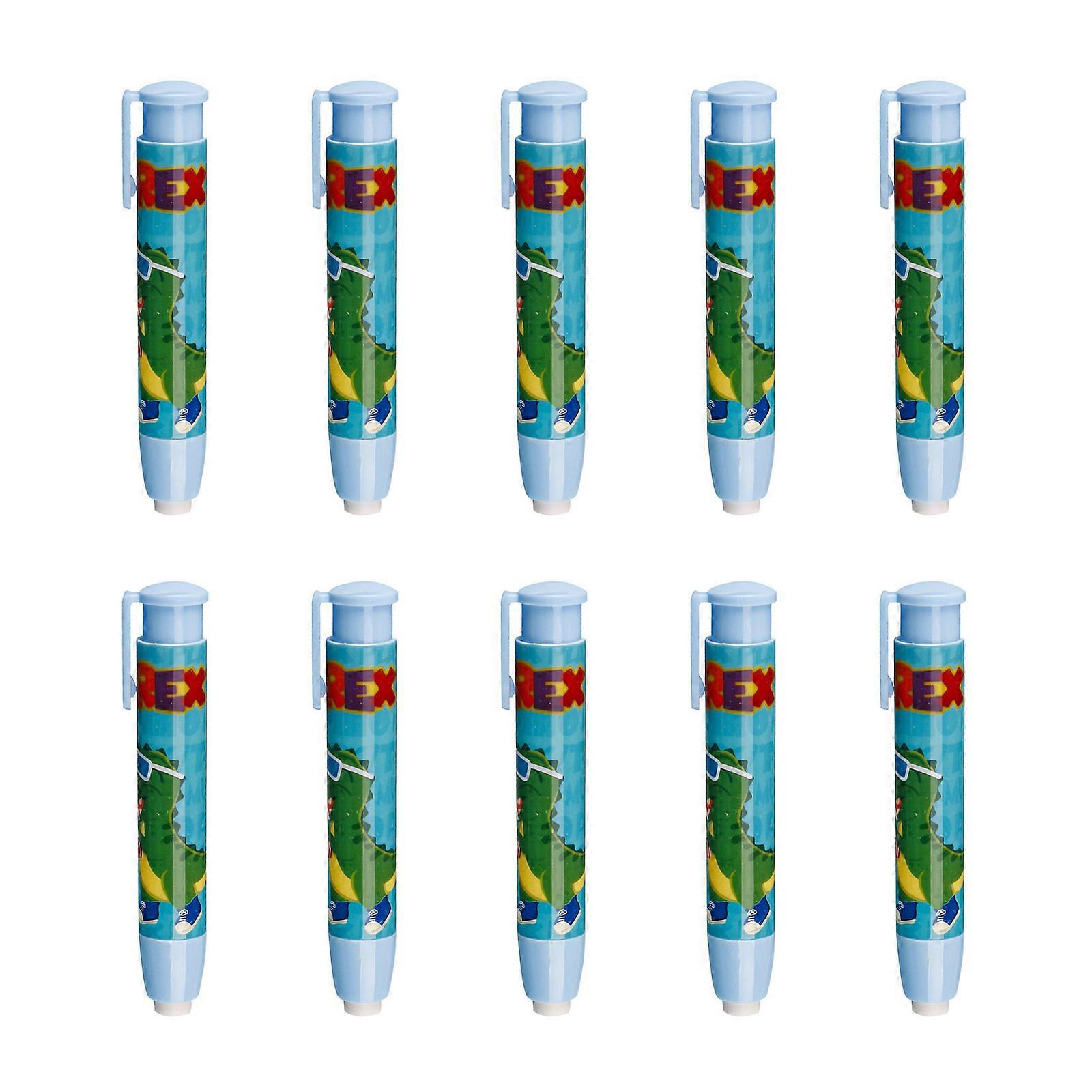 10Pcs Cartoon Retractable Erasers Refillable Eraser Pen Durable Rubber Erasers Easy Erasing for Writing Drawing