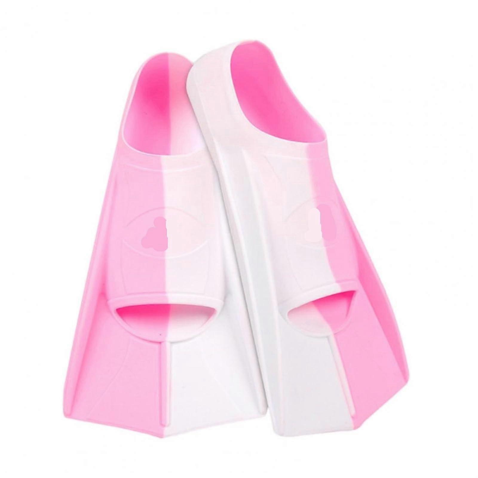 1 pair of perforated swim f, soft, flexible, comfortable fit, adults (PinkWhite, S)