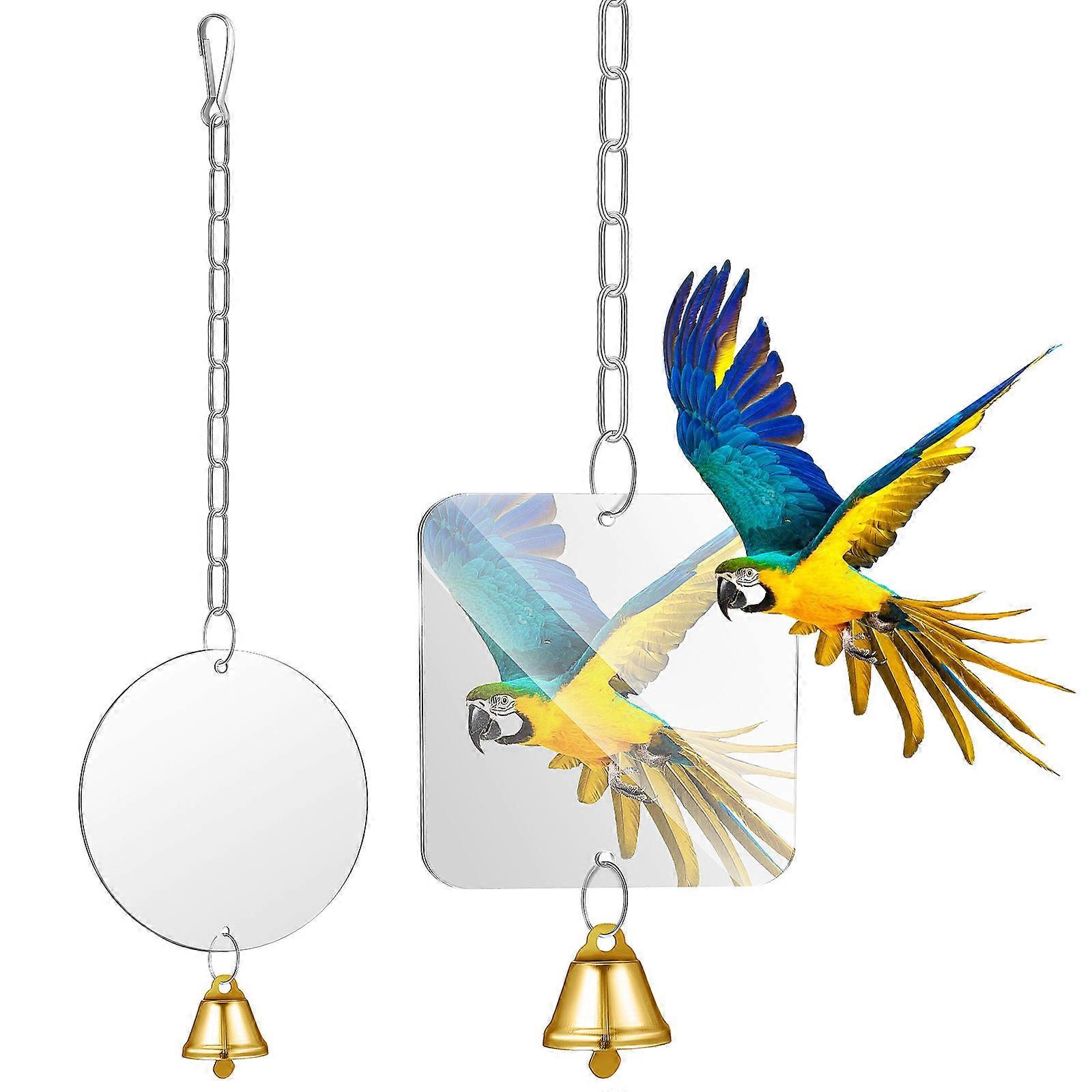 Mirror Toy with Bell Stimulating Parakeet Curiosity
