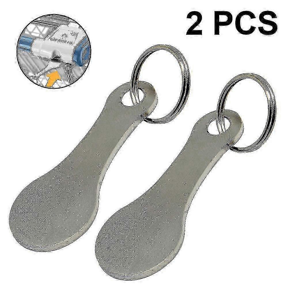 2025 2pcs Shopping Trolley Release Key - Stainless Steel Removable,sliver Edition