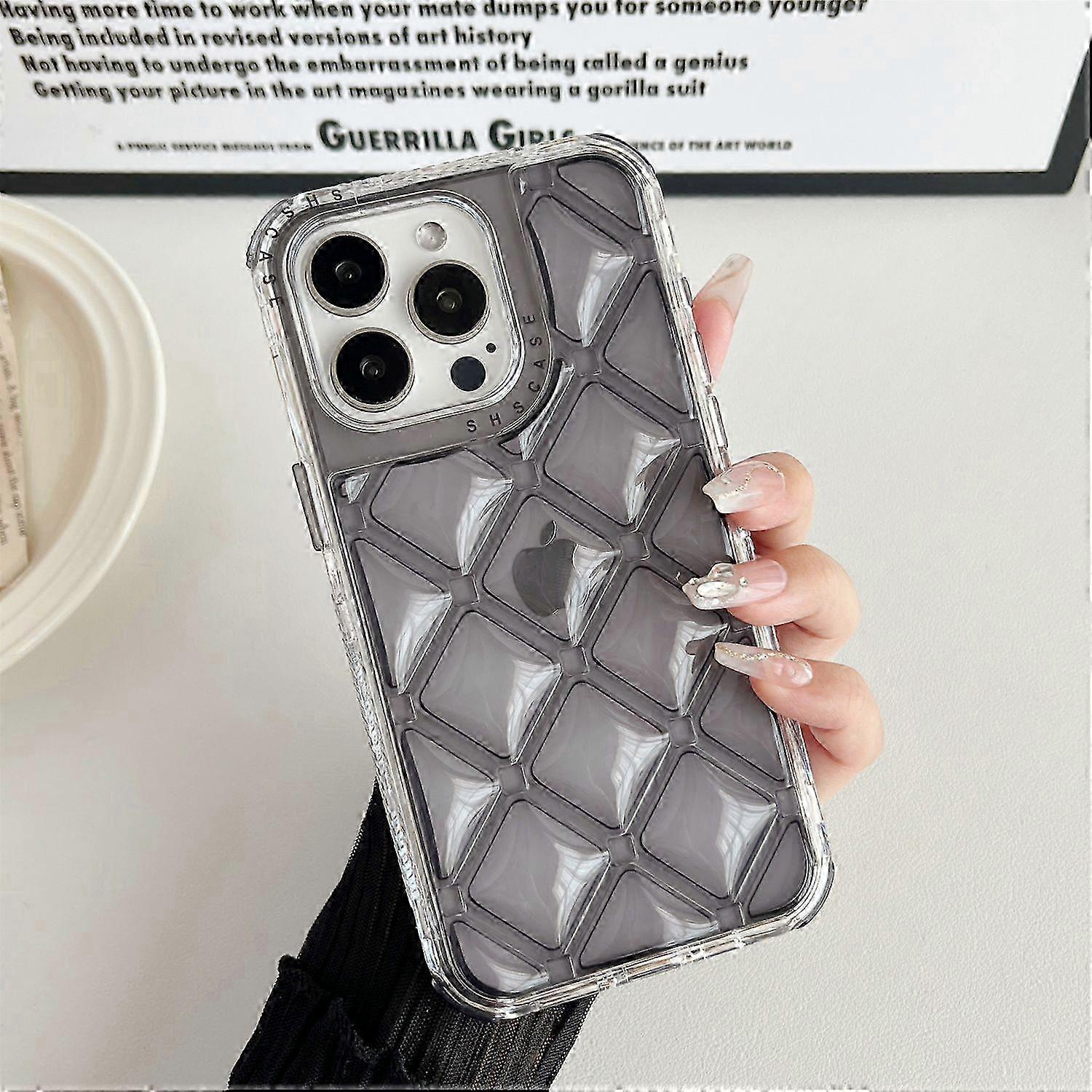 Suitable for iPhone 15 Pro Max Case Diamond Pattern PC+TPU Shockproof Protective Phone Cover