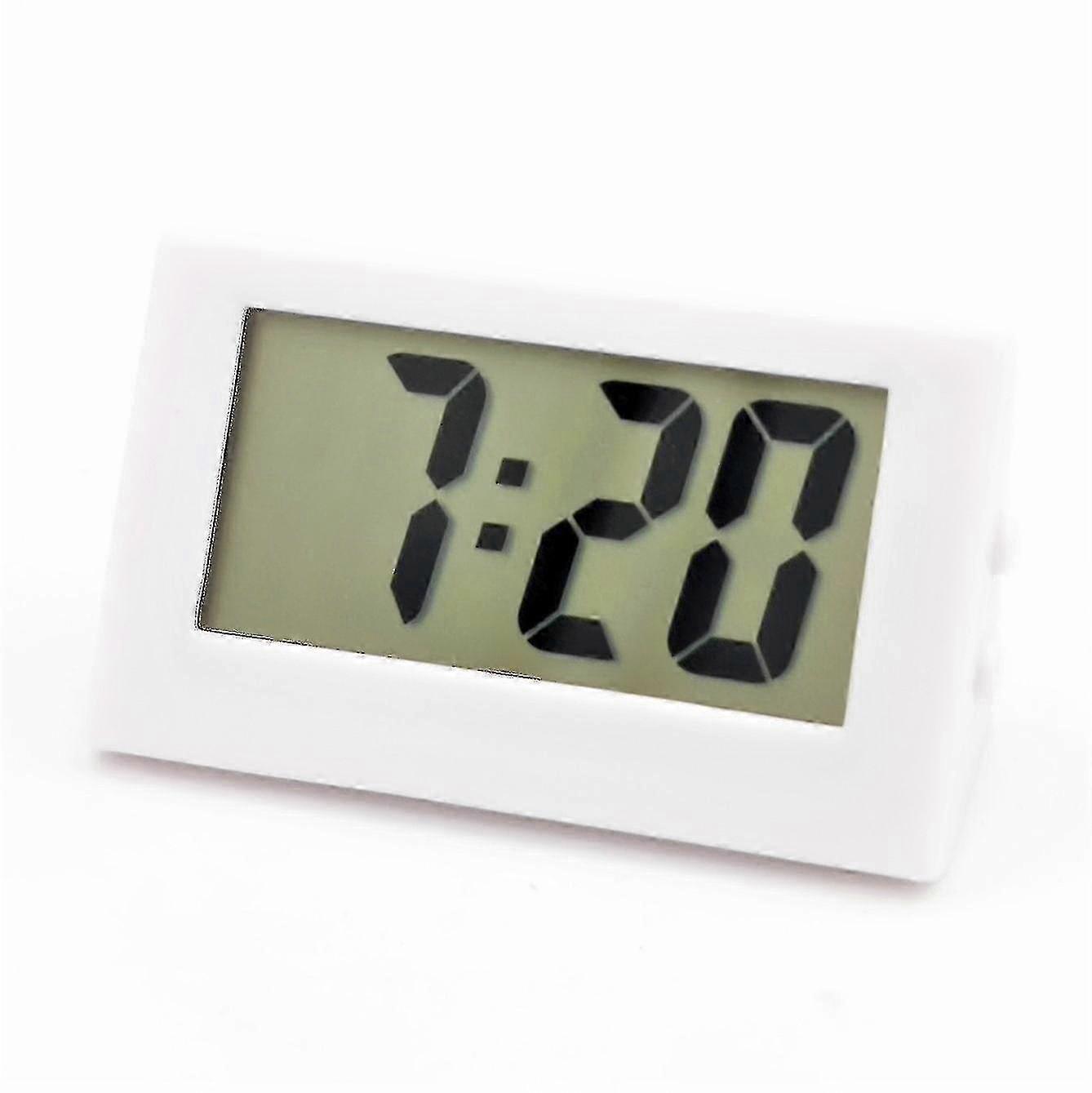White Digital Clock, Small Clock, Mini, Usable As Car Clock Or Table Clock, 5.6 X 3 Cm, Rubber Coated Ty