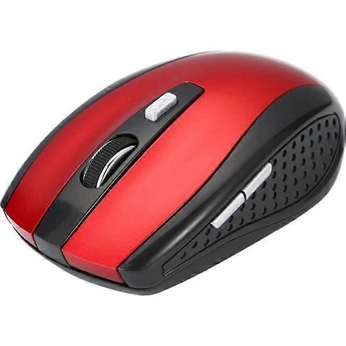 2.4G Wireless Mouse Mobile Optical Mouse with Nano USB Receiver 6 Buttons 1600 DPI Red