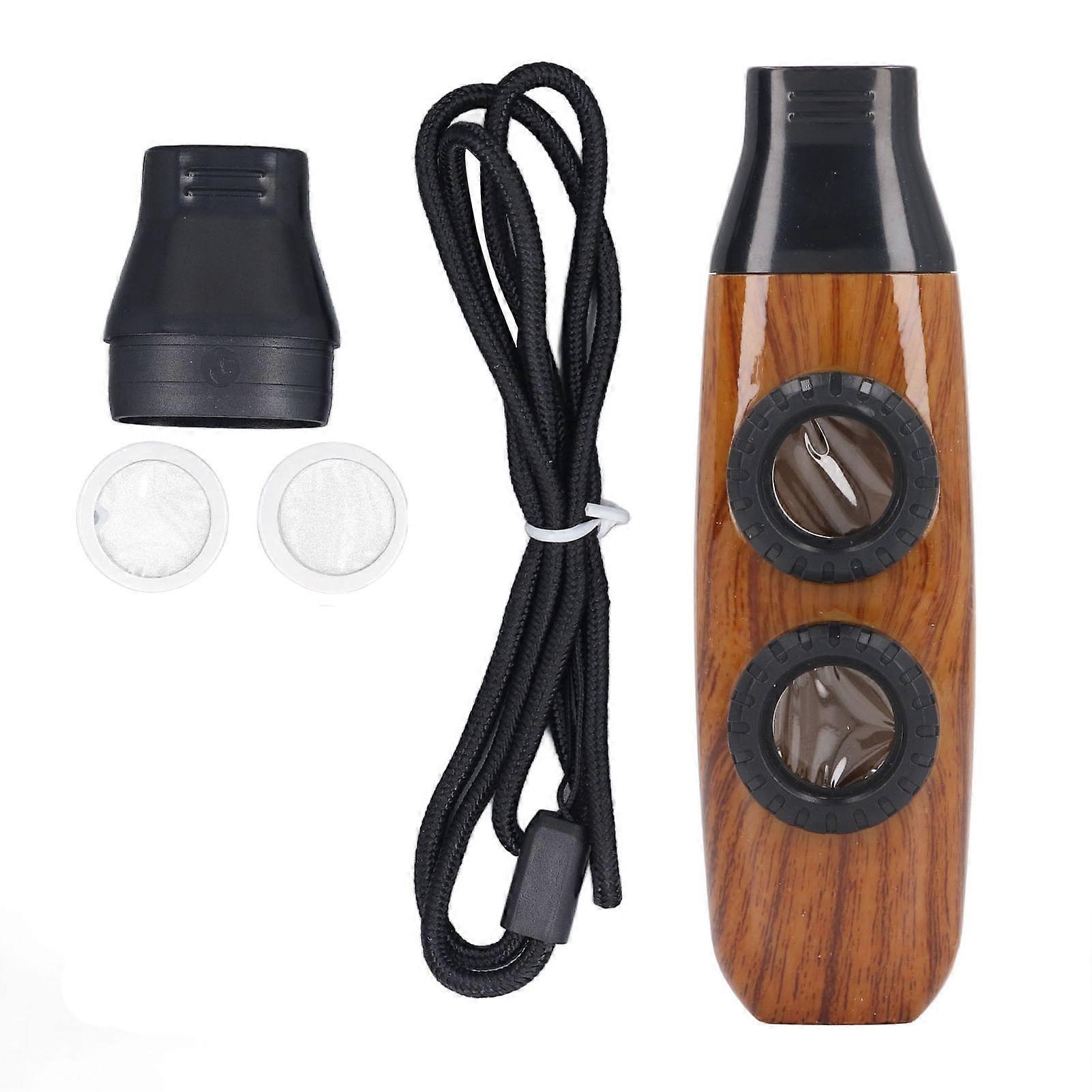 Kazoo Flute Dual Hole Adjustable Musical Wind Instrument with Diaphragm for Performance and Practice Wood Color