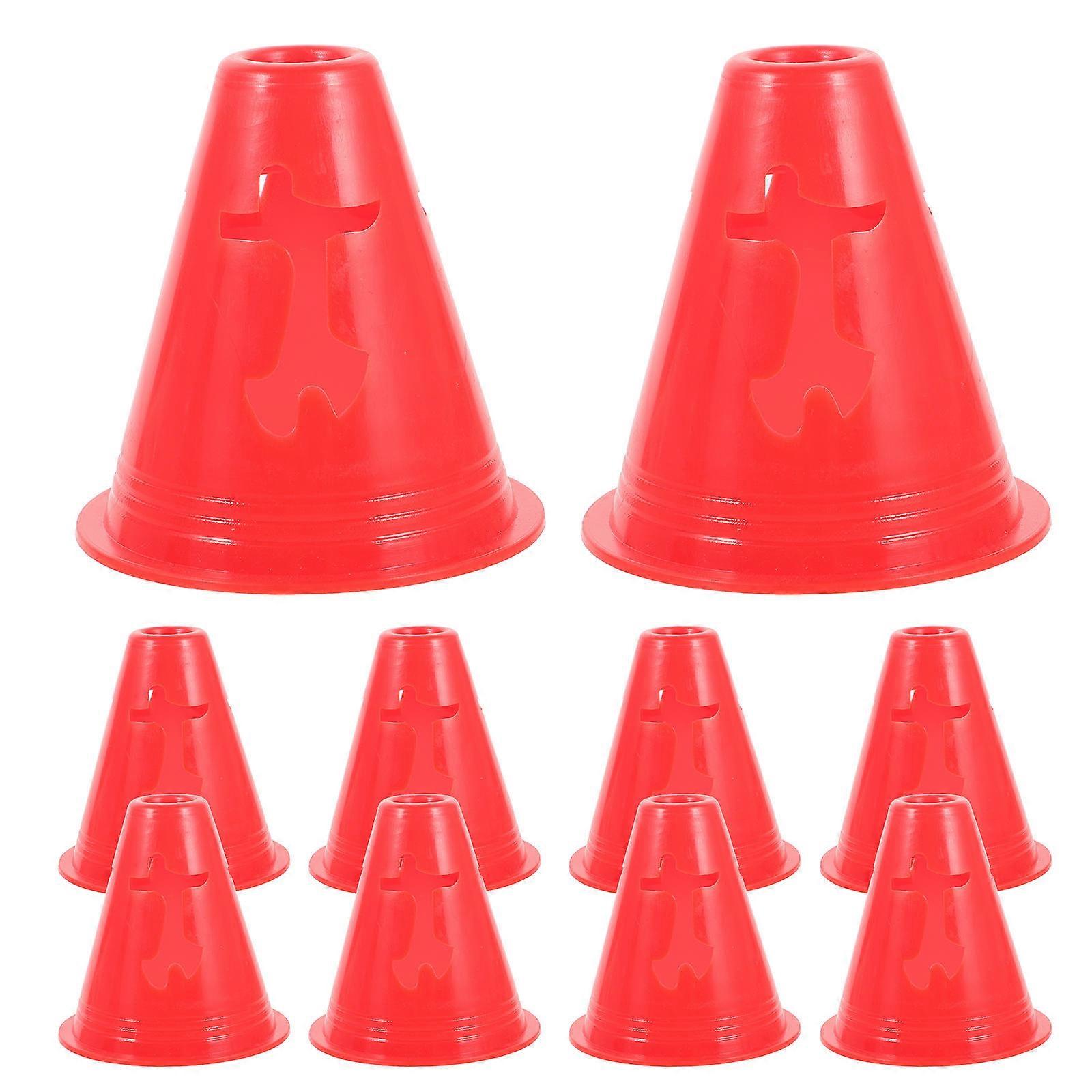 Windproof Sports Cones for Training Drills and Obstacle Courses 10 Pcs Bright Red PE Cones
