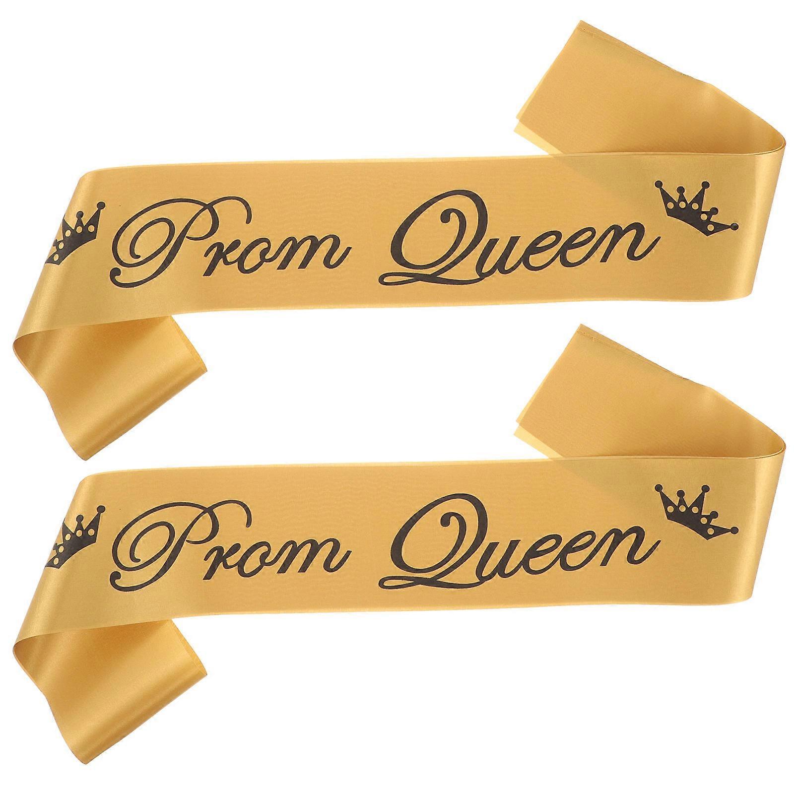 ゴールデンプロムキングとクイーンサッシュ2個パーティーエチケットショルダーストラップ、卒業式ハロウィーンプロムナイトゴールドリボンアクセサリー