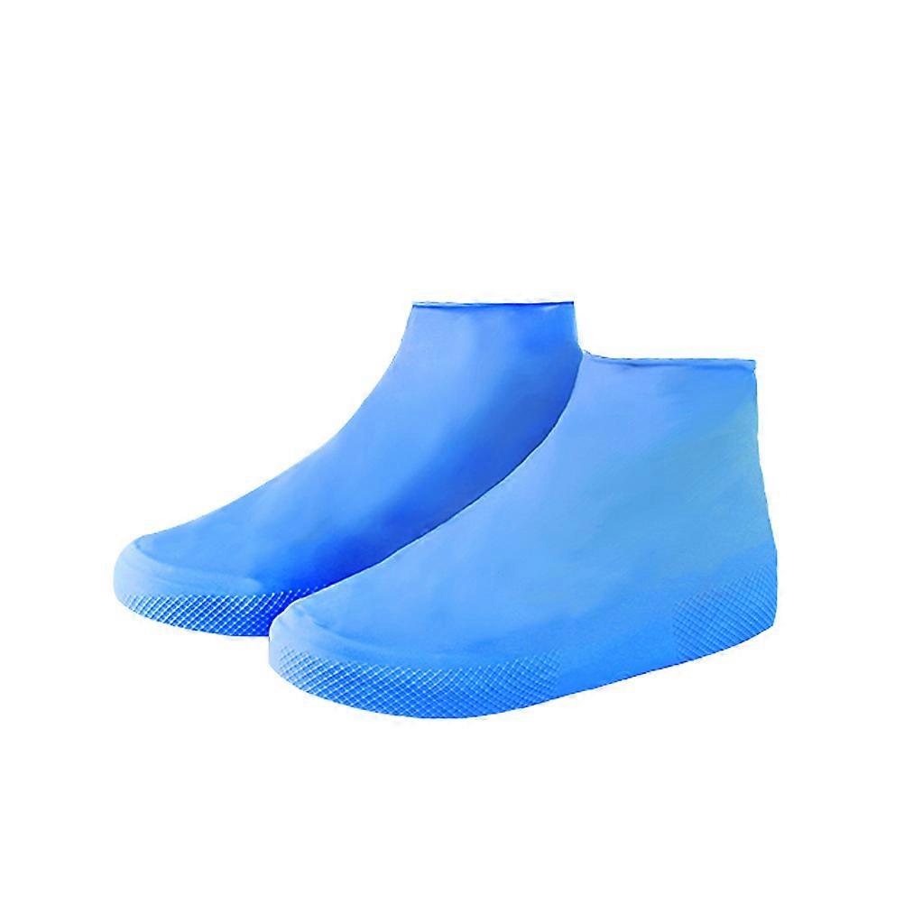 Protect Shoes Unisex Waterproof Latex Boot Cover For Rainy Day And Snowy Day Blue 1Pair