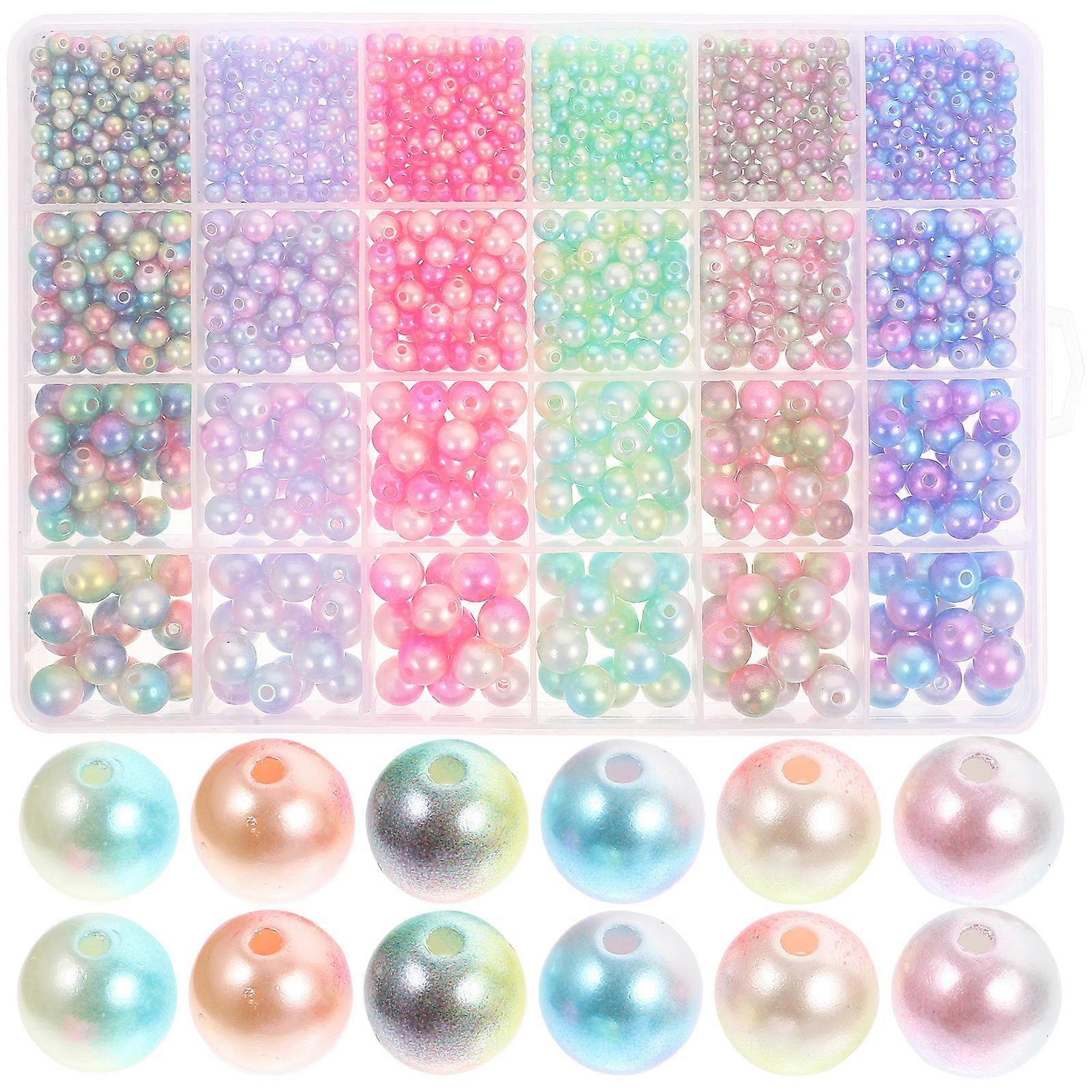 Simulation Pearl Beads Colorful Round Beads for Decoration and Jewelry Making 1890Pcs
