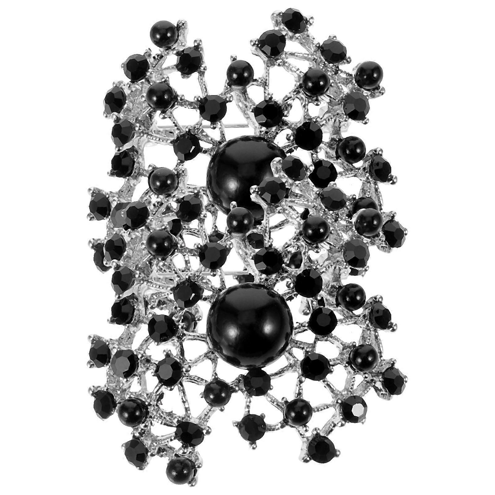 Alloy Brooch for Decoration Comfortable to Wear with Hollow Shape Black 2 Pieces