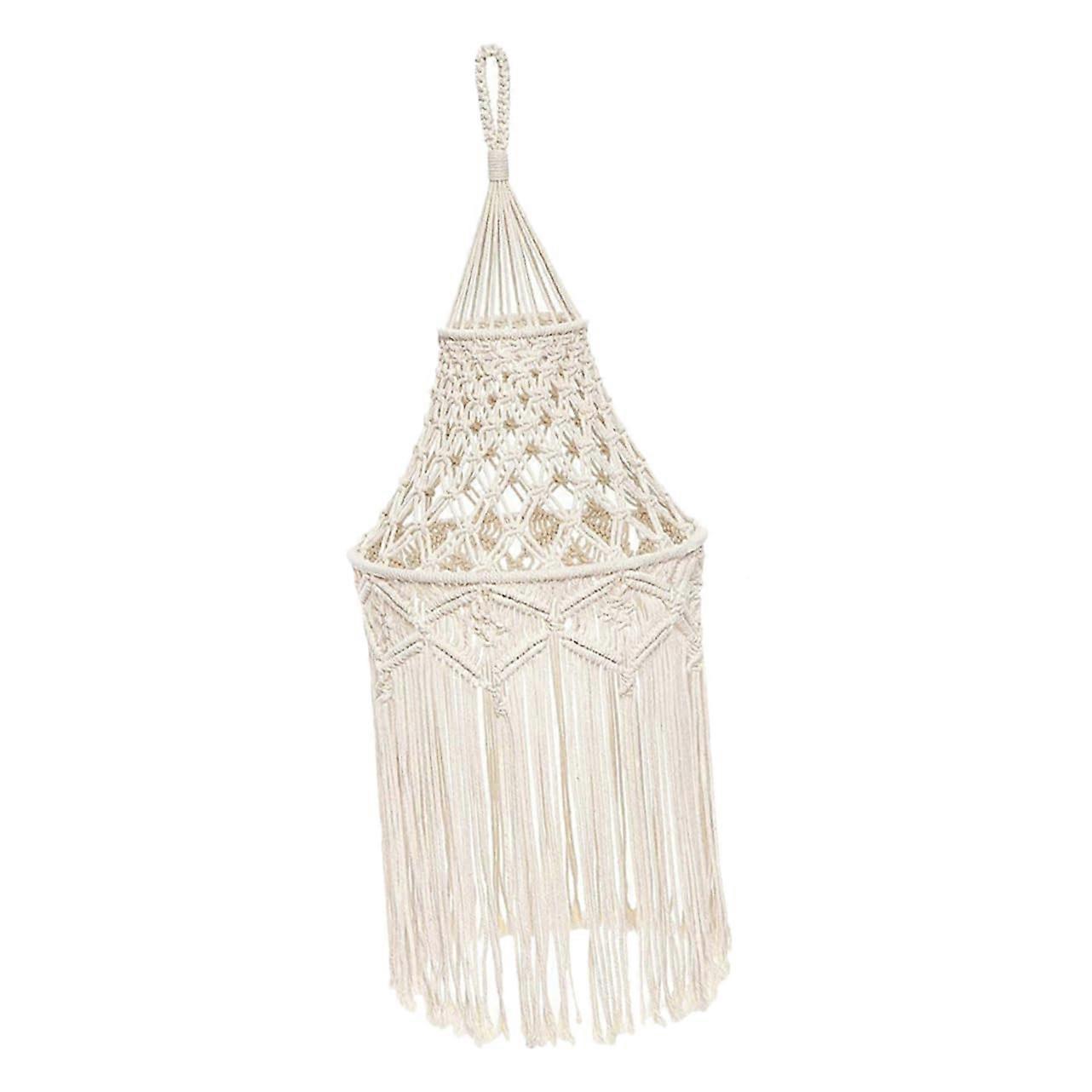Woven lampshade Made of macrame Tassel design For ceiling lights Handwoven With artificial trim Suitable For living room bedroom And restaurant