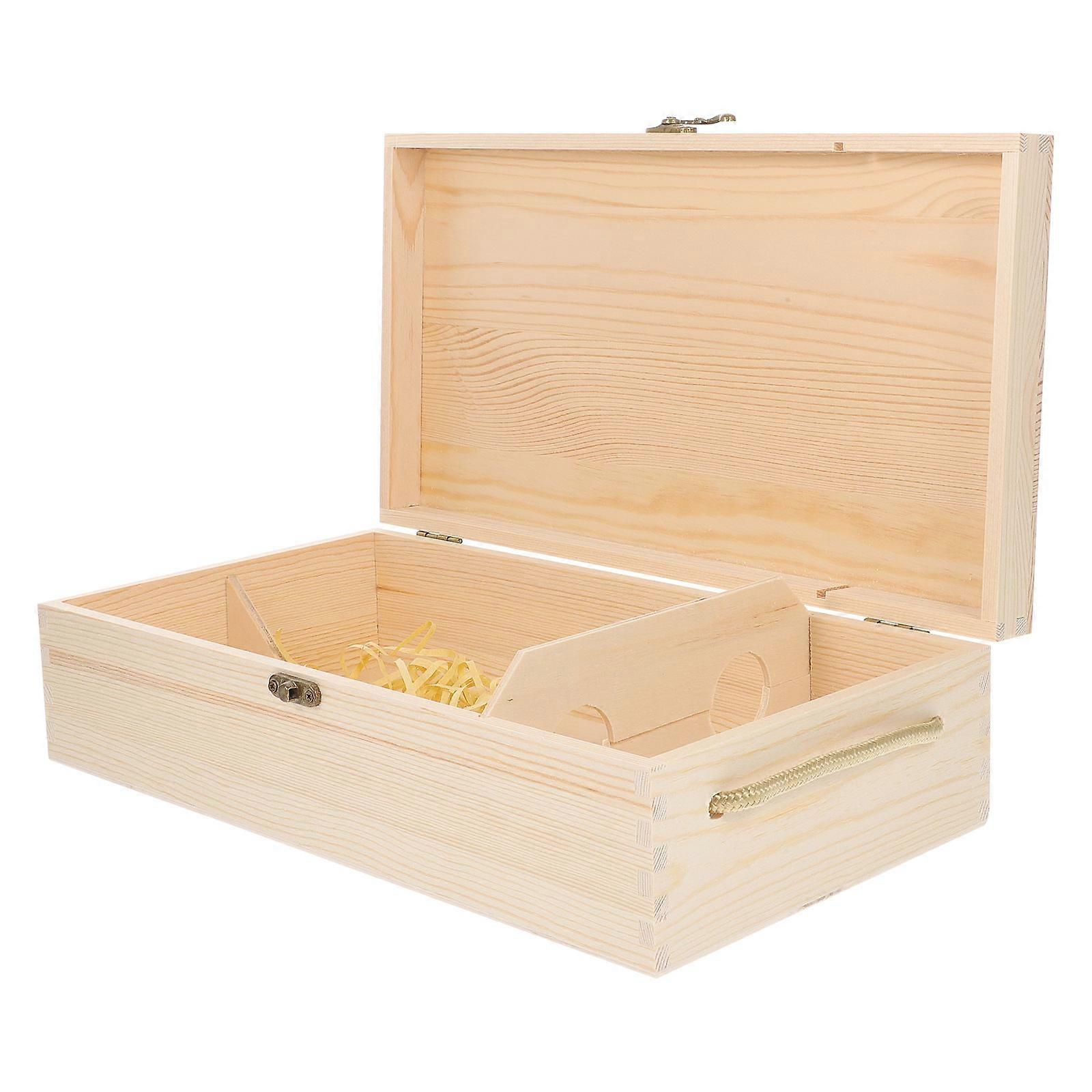 Wine Favor Boxes Rectangular present Packaging Pine Material Birthday Celebration 1Pcs