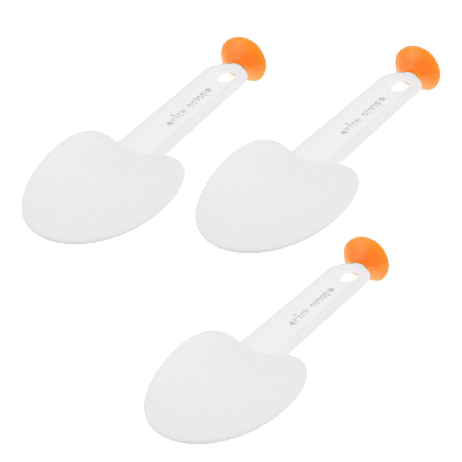 3pcs Non Stick Rice Paddle with Suction Cup, Space Saving Standing Spoon for Home Kitchen and Restaurant Use, Compact Design for Easy Serving
