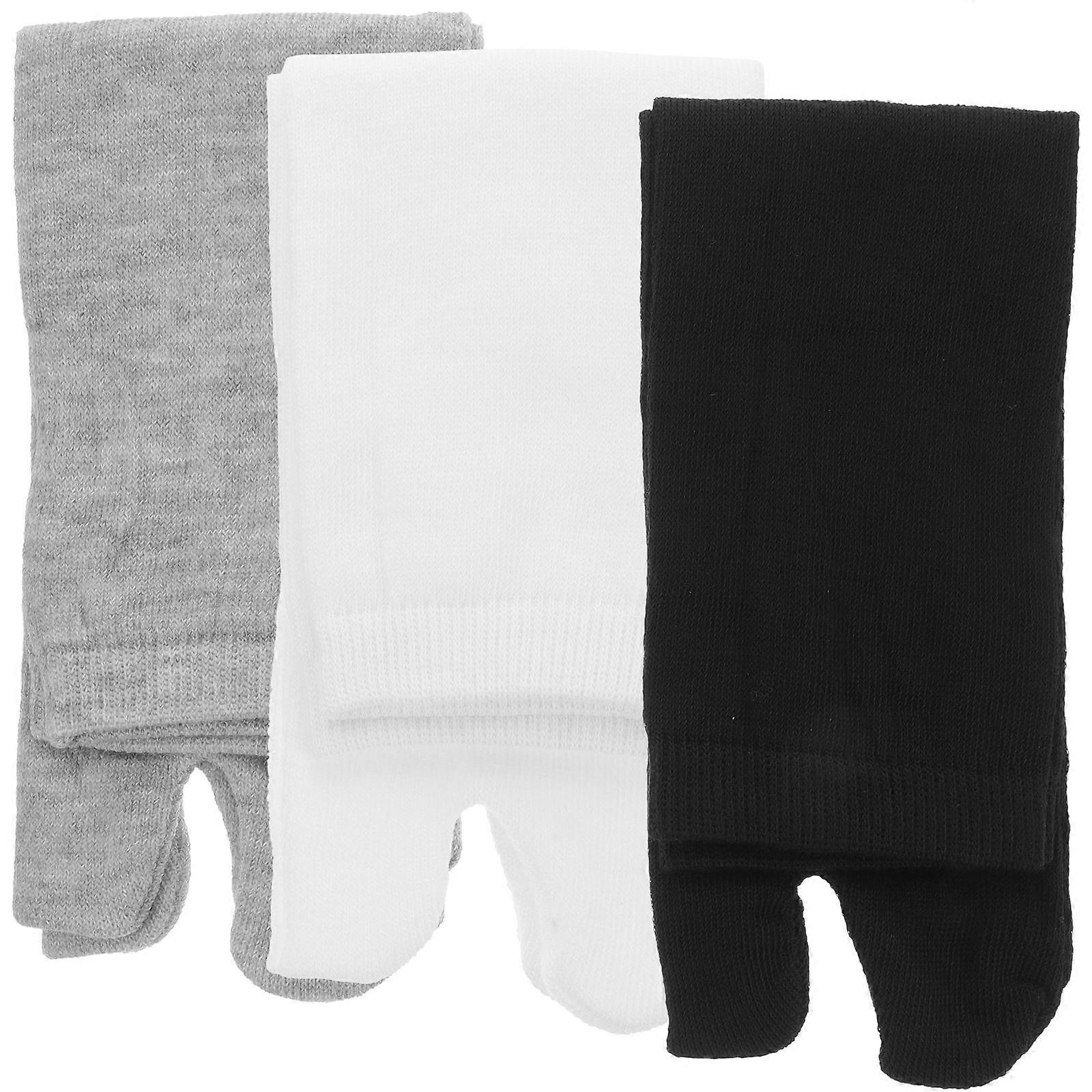 Women Split Toe Socks Polyester Cotton Elastic Tabi Socks Casual Use Sweat Absorption 3 Pairs