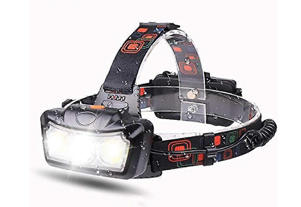 Headlamp, 15000LM Headlight Led Head Torch Flashlight Head Light Super Bright Waterproof Headtorch Head Lamp(Black)
