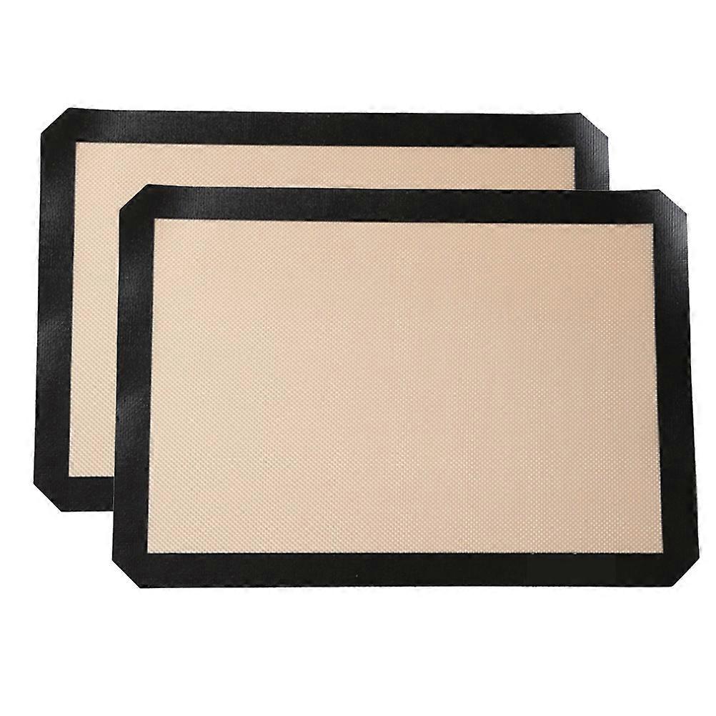 Reusable Baking Mat Silicone Baking Pads Non-Stick Heat Resistance for Home Bakery Black 2Pcs