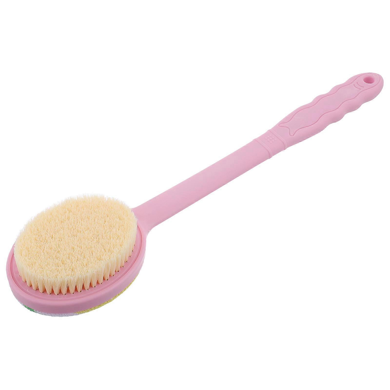 Back Scrubber with Long Handle Pink Dual-Sided Bath Brush for All Skin Types Exfoliating 1Pcs