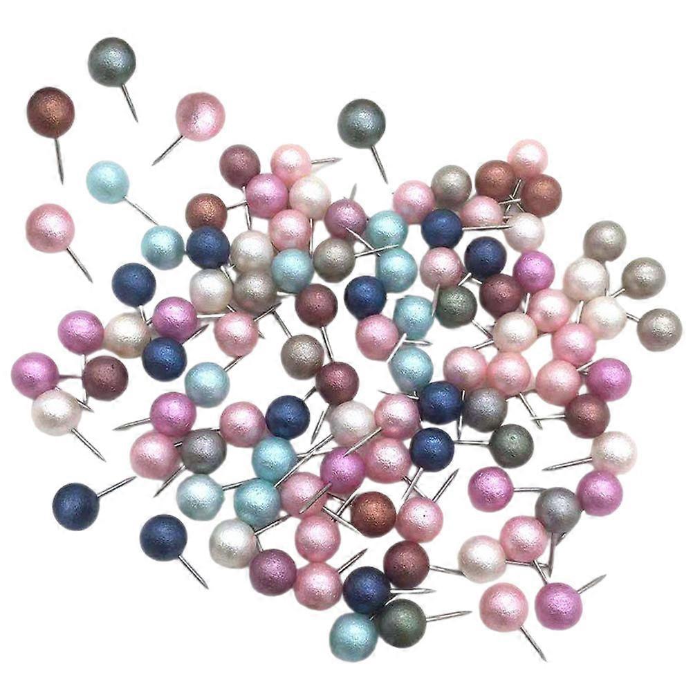 Round Bead Push Pin Abs Metal Diy Craft Pin For Bulletin Board Decoration 100Pcs