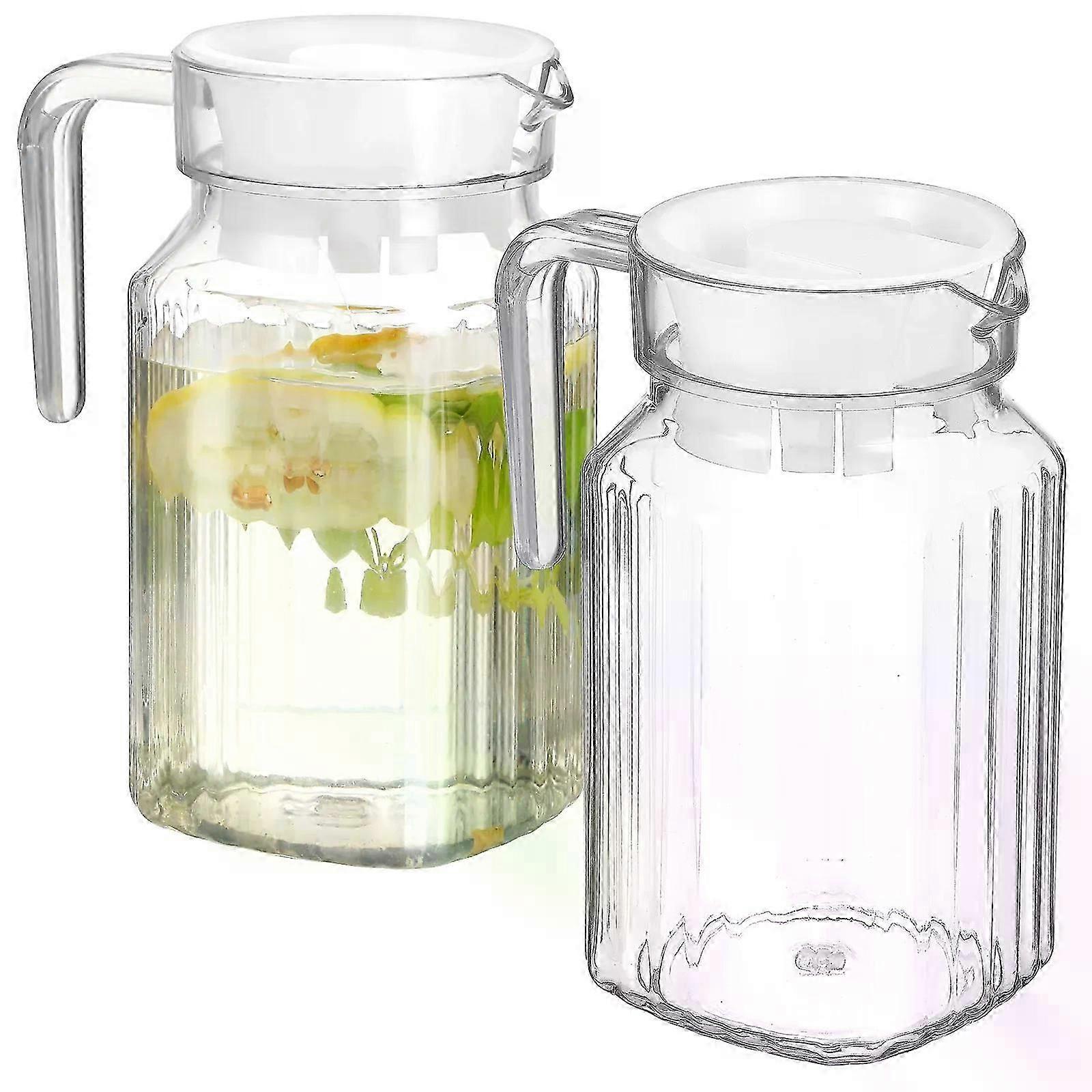 2 Pcs Pot Cold Water Bottle Pitcher with Spout Tea Kettle Plastic Cooling Fruit Juice Fit For Drink