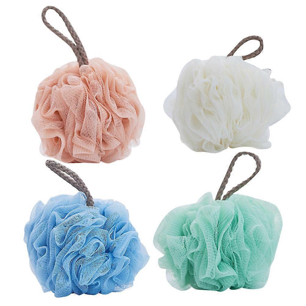 Shower Sponges For Body Round Bath Ball Mesh Nets Ball Soften Skin Blue 4Pcs