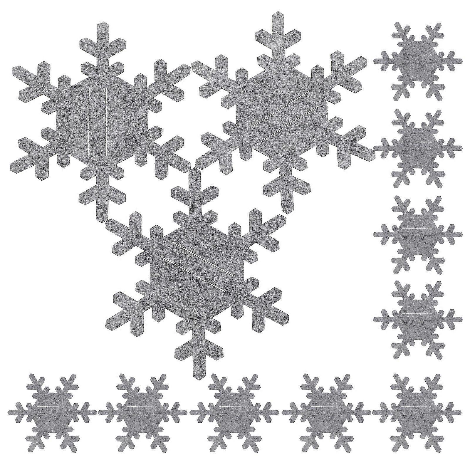 Christmas Party Snowflake Shaped Cup Coasters For Home Use Prevent Stains Felt 10X10X0.2CM 12Pcs