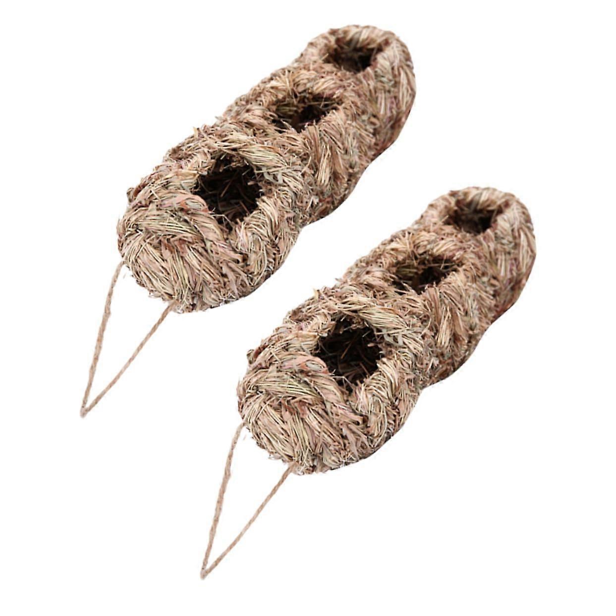 2 STK Straw Bird Nest Outdoor Decorative Birdhouse Handwoven Hanging Nest for Bird Breeding and Resting