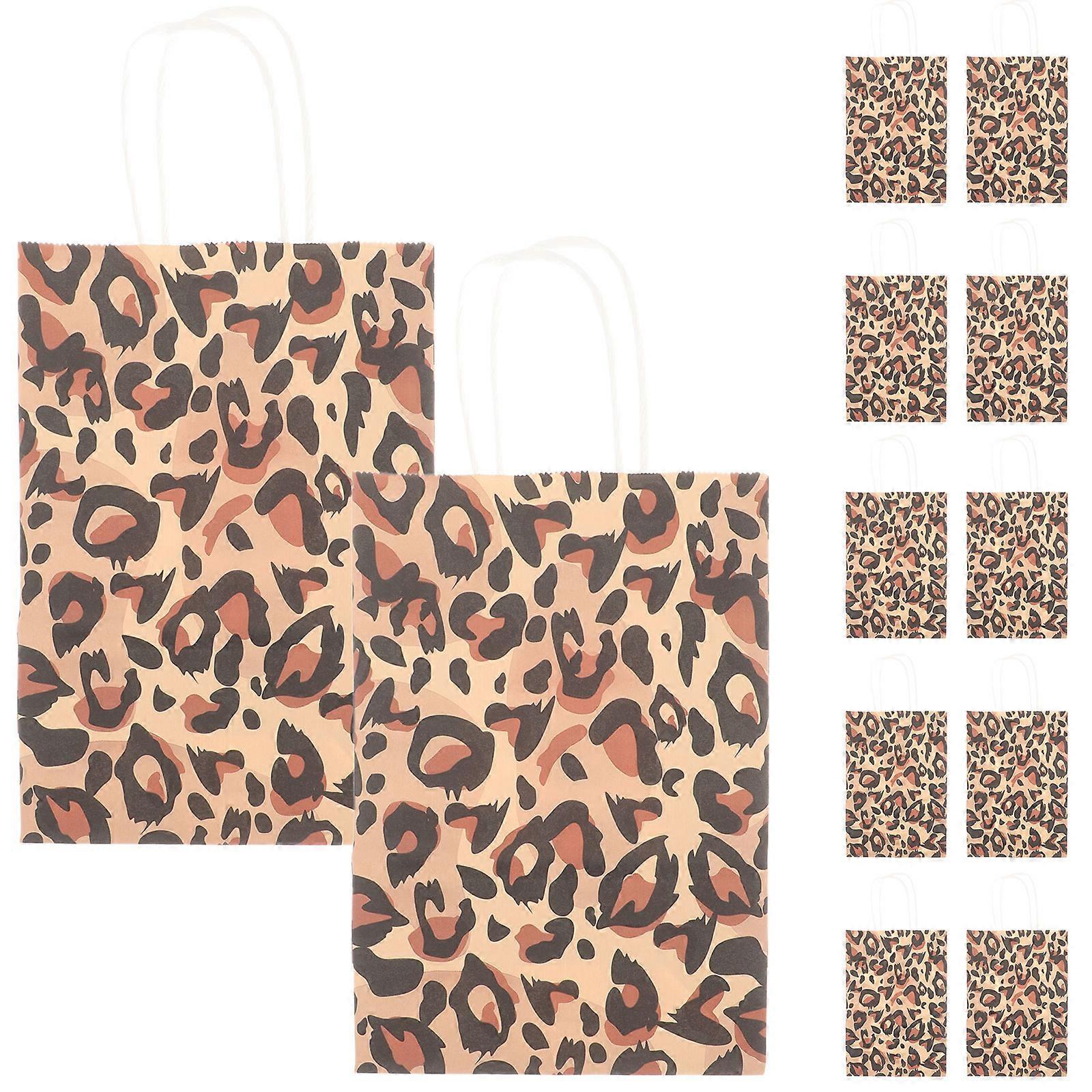 12 יחידות שקיות קניות מנייר ידית יציבה, תיקי קראפט יצירתיים בהדפסת בעלי חיים לשימוש ביום הולדת, חתונה, מקלחת ופסטיבל