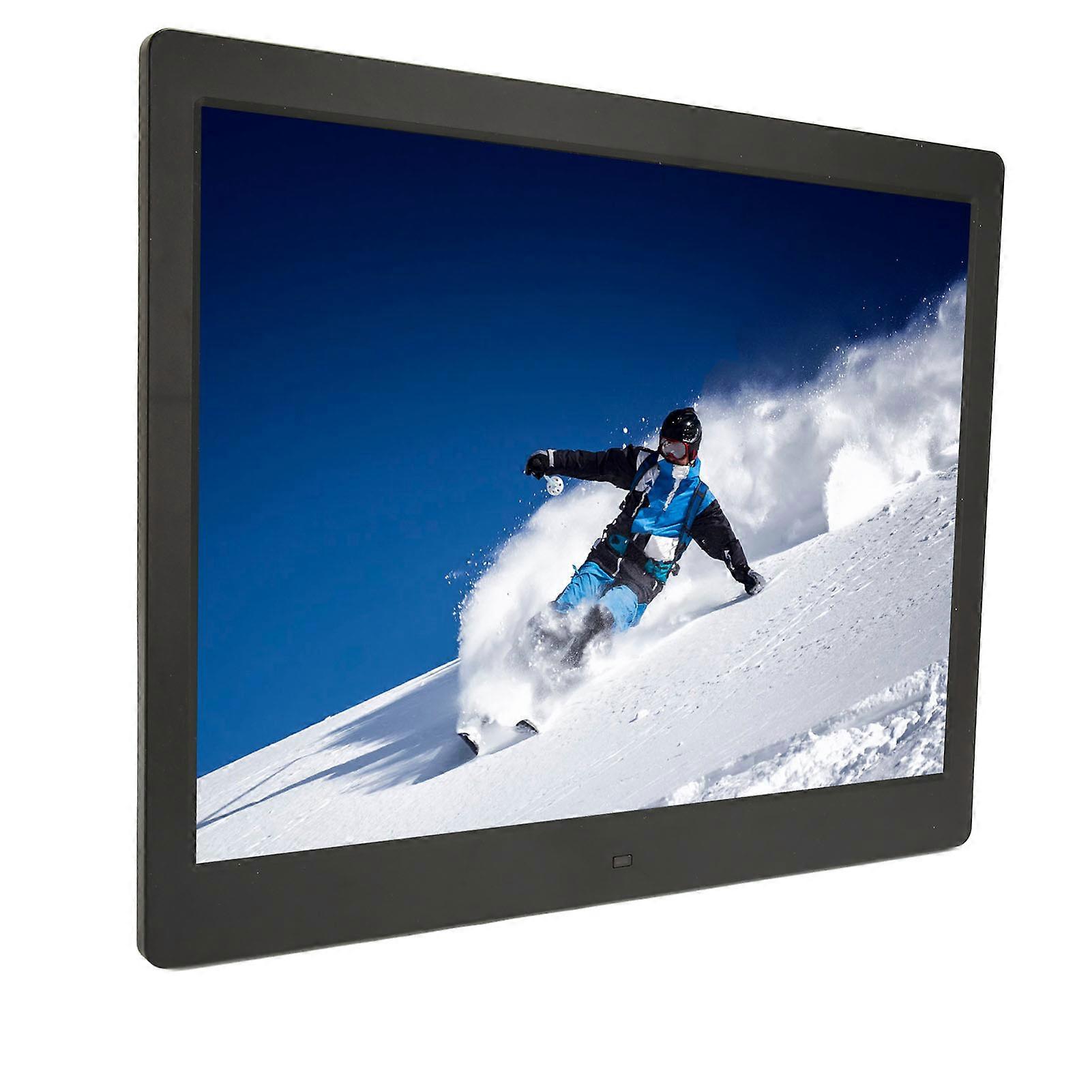 16 Inch Digital Frame 4:3 IPS Display 1600X1200 Resolution Electronic Photo Frame with Video Music Time Calendar 100‑240V Black EU Plug