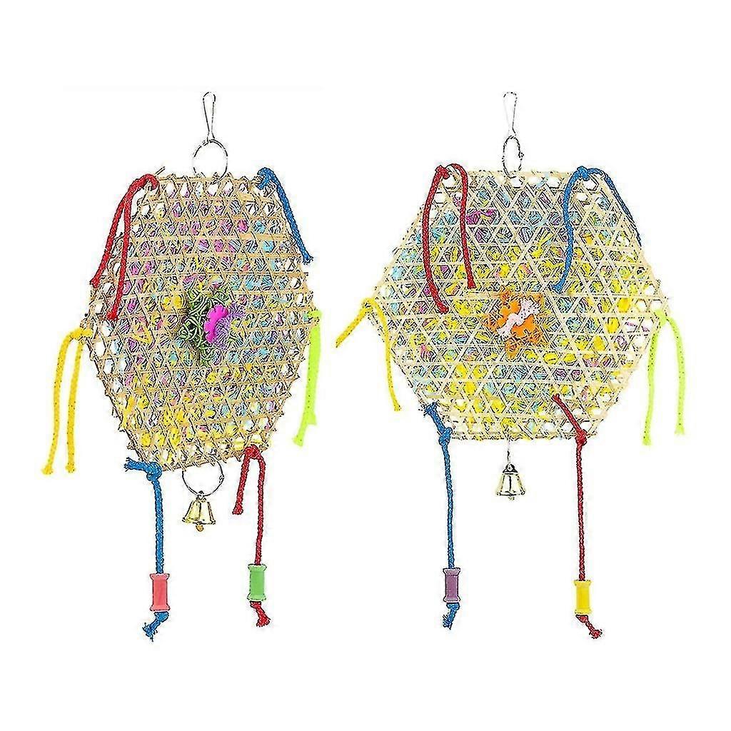 Lintujen purulelu, Raffia-paperilelu koukulla ja kellolla lemmikkilinnuille