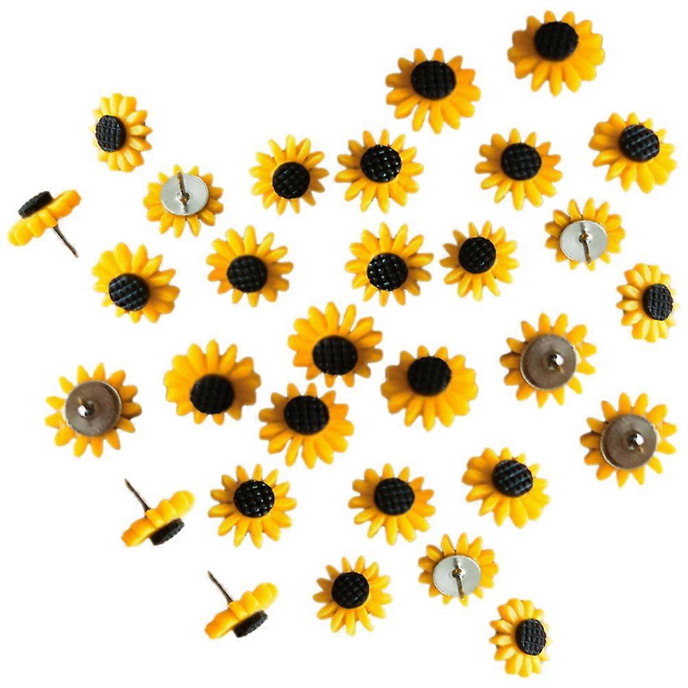 Board Pushpin Sunflower Push Pin Educational Institutions General Users 1.6X1.6CM Multi Color Resin Iron Fixing 40Pcs
