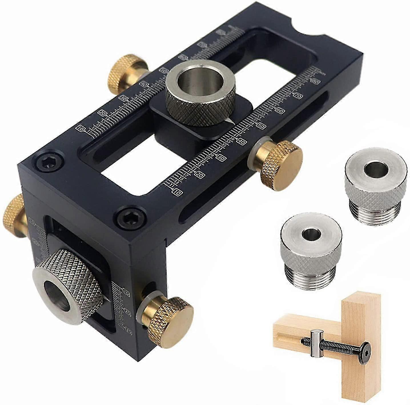 2 In 1 Adjustable Woodworking Screw Jig 4 Hole Drill Guide Kit with Woodworking Drill Bit Set