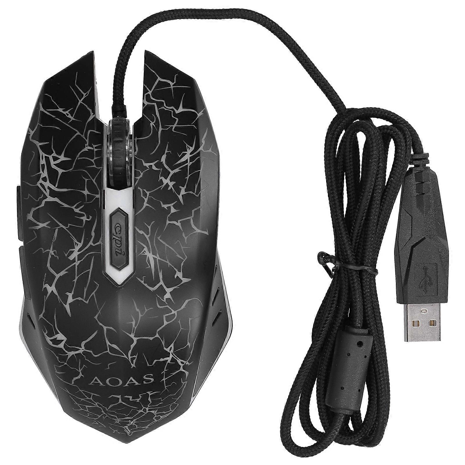 Colorful Luminous Wired Gaming Mouse USB Ultra-Precise Computer Accessories (Black)