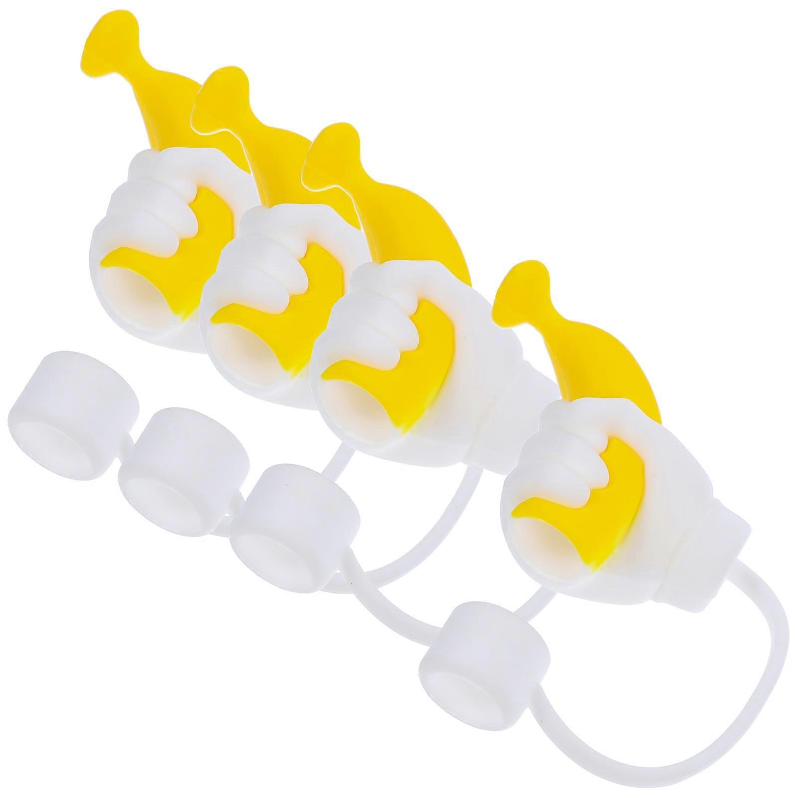 Cartoon Silicone Straw Cap Dust Prevention For Straws Home Use 4Pcs